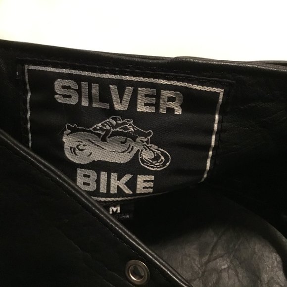 Silver Bike Adult Leather Chaps Size Medium Black Full Zip Leg Adjustable Waist - Picture 11 of 13